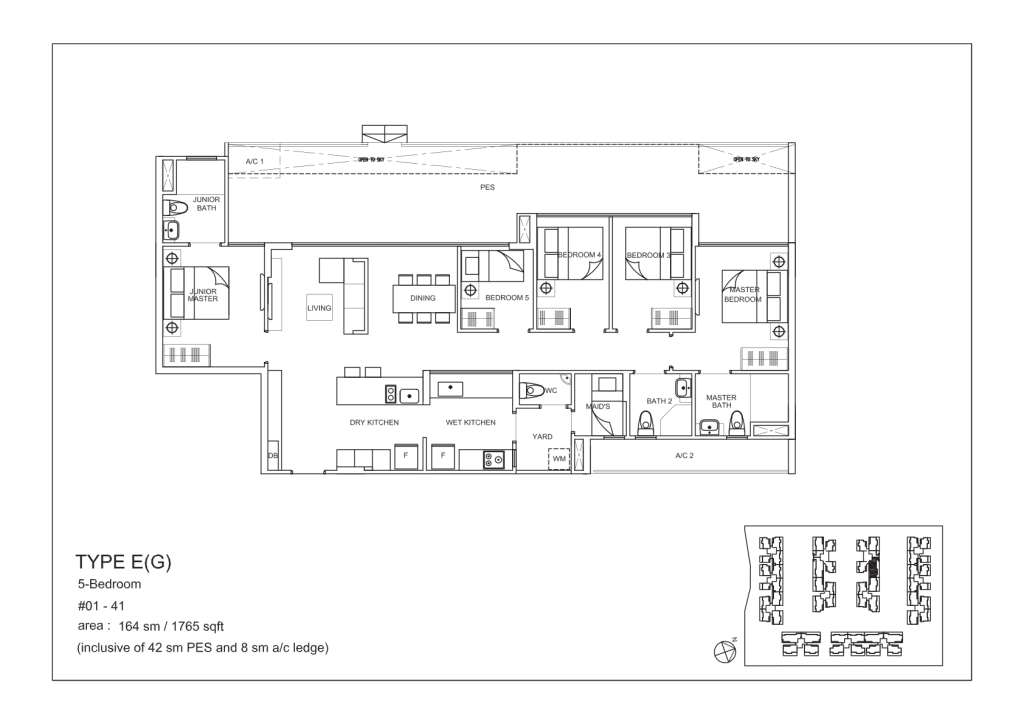 La Fiesta floor plan Type EG, 1765 sqft, Sengkang, Singapore