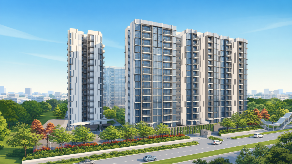 La Fiesta condominium towers and landscaping