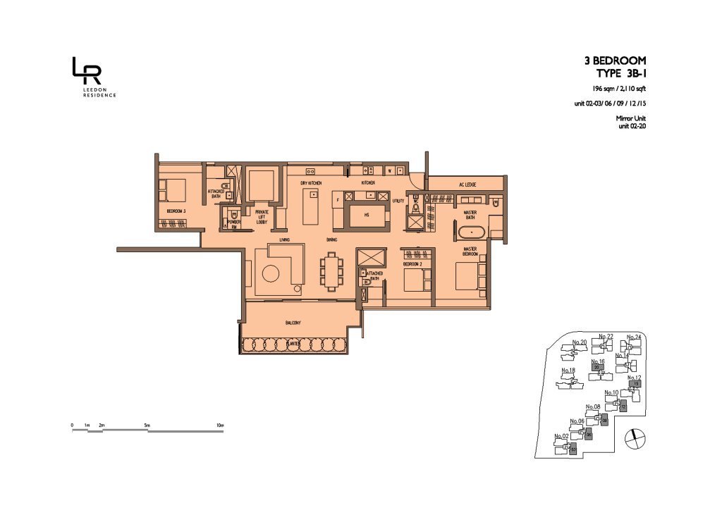 Leedon Residence floor plan 2,110 sqft Type 3B