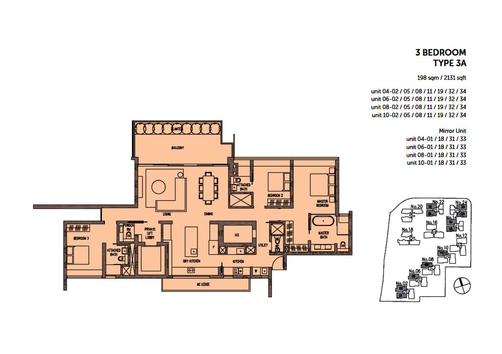 Leedon Residence floor plan 2,131 sqft Type 3A