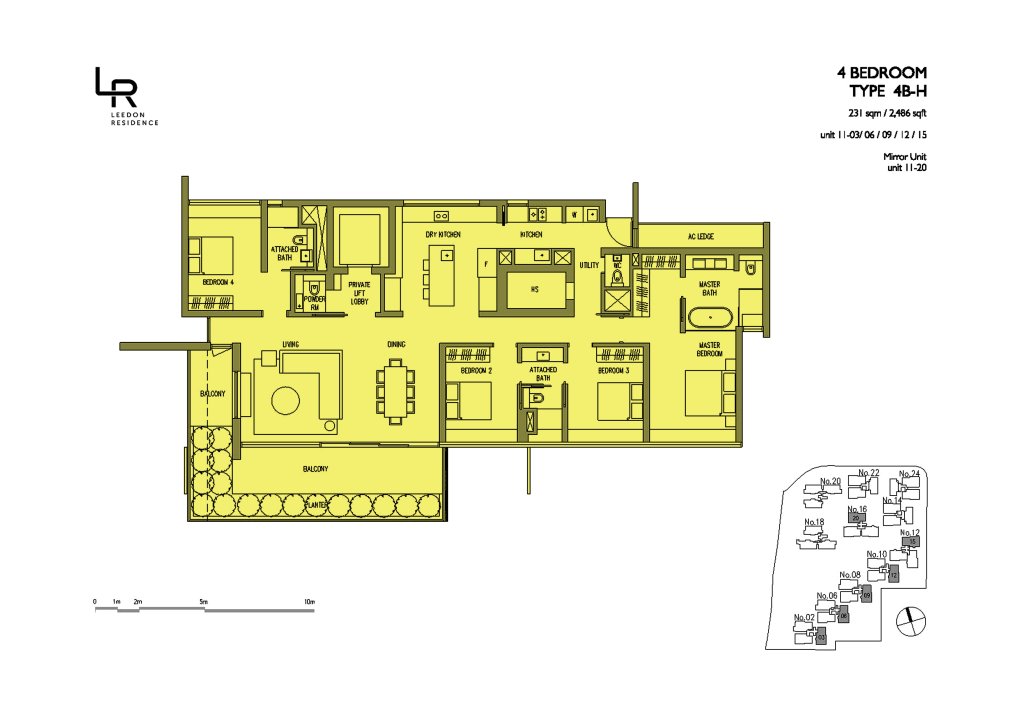 Leedon Residence floor plan 2,486 sqft Type 4B-H
