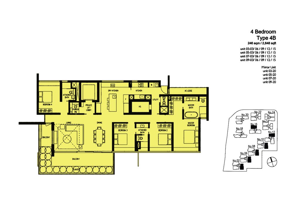 Leedon Residence floor plan 2,646 sqft Type 4B