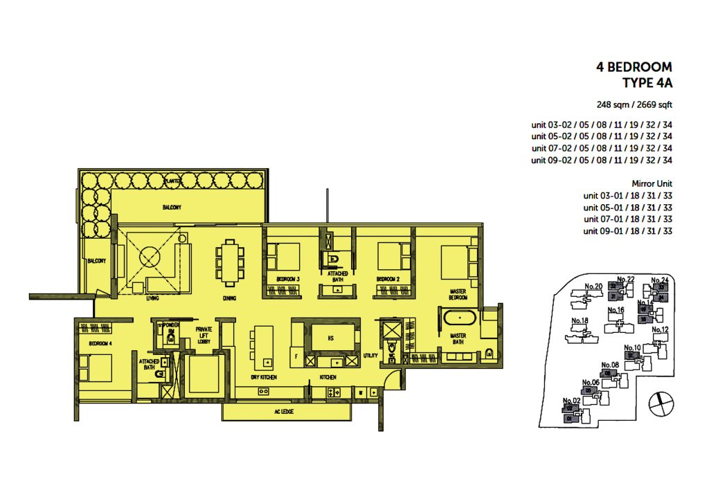 Leedon Residence floor plan 2,669 sqft Type 4A