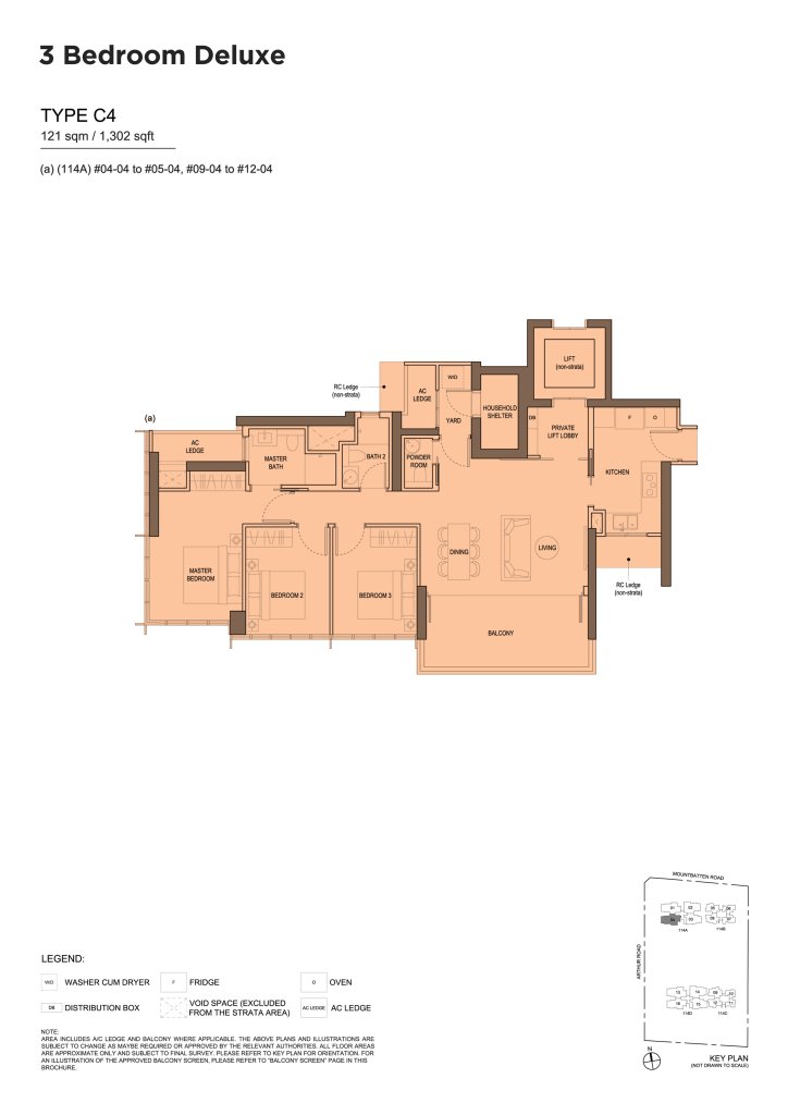 LIV @ MB floor plan Type C4, 1302 sqft, Marine Parade, Singapore