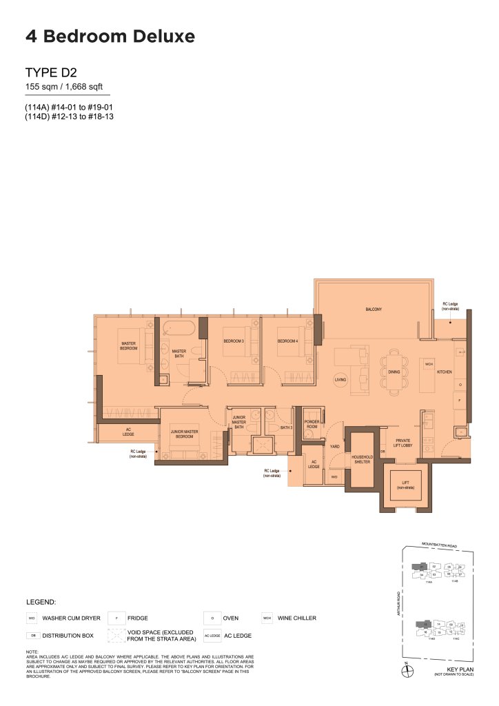 LIV @ MB floor plan Type D2, 1668 sqft, Marine Parade, Singapore