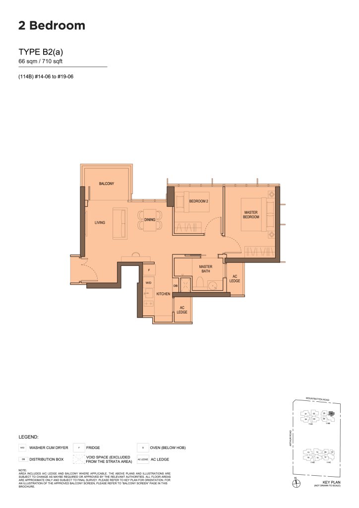 LIV @ MB floor plan Type B2a, 710 sqft, Marine Parade, Singapore