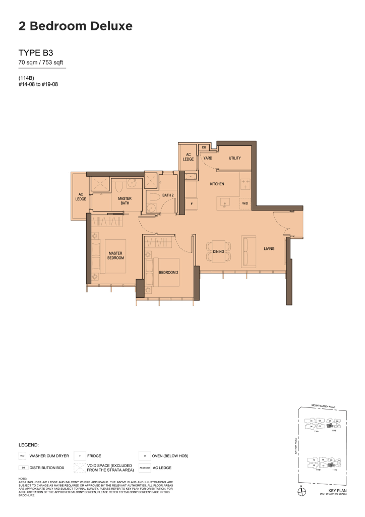 LIV @ MB floor plan Type B3, 753 sqft, Marine Parade, Singapore