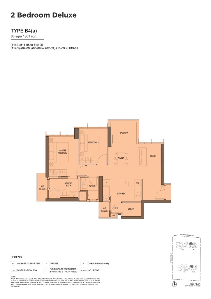 LIV @ MB floor plan Type B4a, 861 sqft, Marine Parade, Singapore