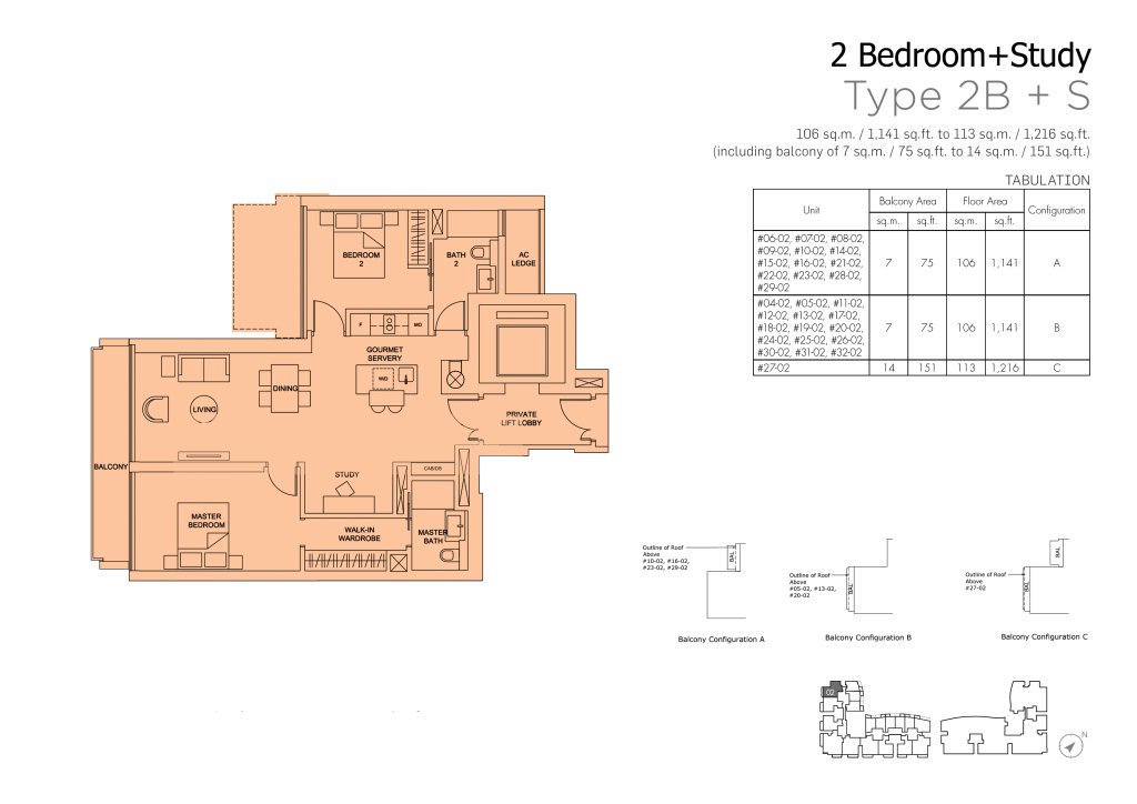 Marina One Residences floor plan 1,141 sqft Type 2B+S