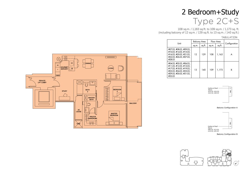 Marina One Residences floor plan 1,163 sqft Type 2C+S