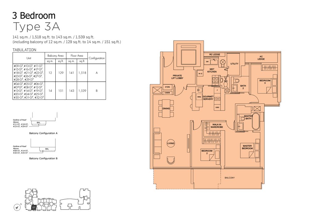 Marina One Residences floor plan 1,518 sqft Type 3A