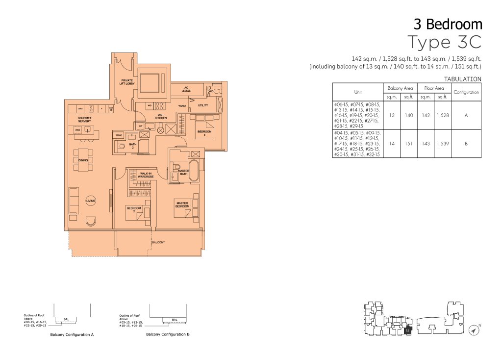 Marina One Residences floor plan 1,528 sqft Type 3C