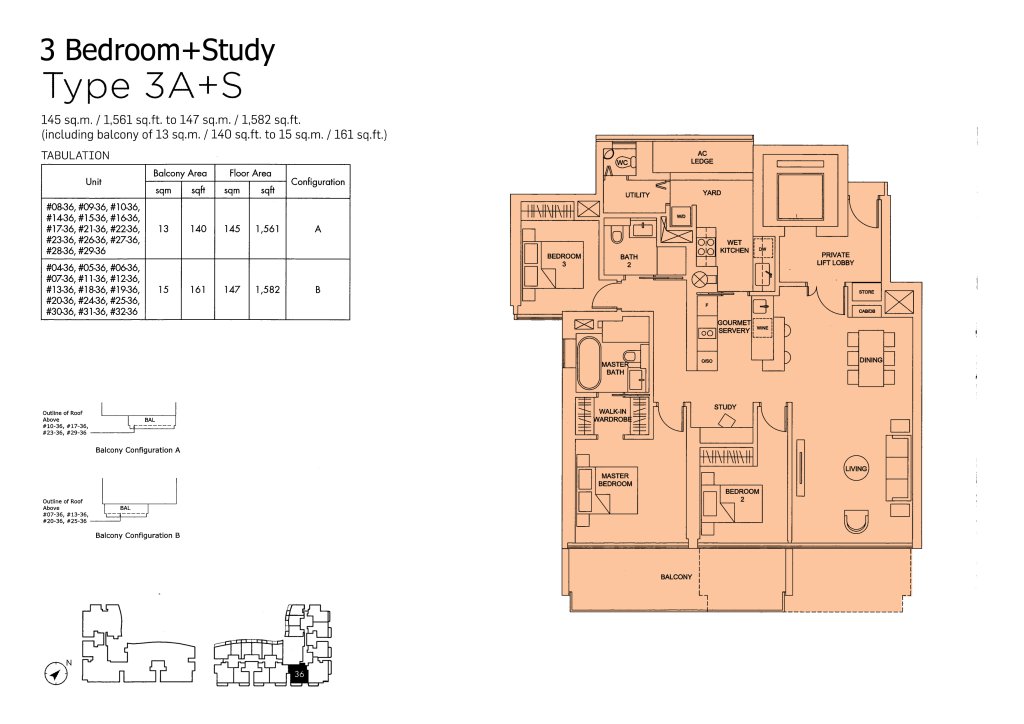 Marina One Residences floor plan 1,582 sqft Type 3A+S