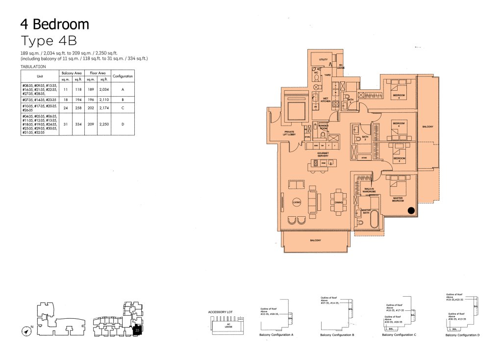 Marina One Residences floor plan 2,034 sqft Type 4B