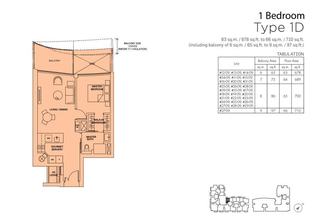 Marina One Residences floor plan 689 sqft Type 1D