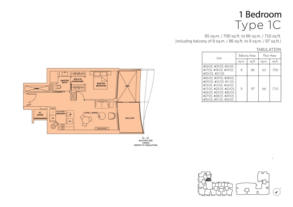 Marina One Residences floor plan 700 sqft Type 1C