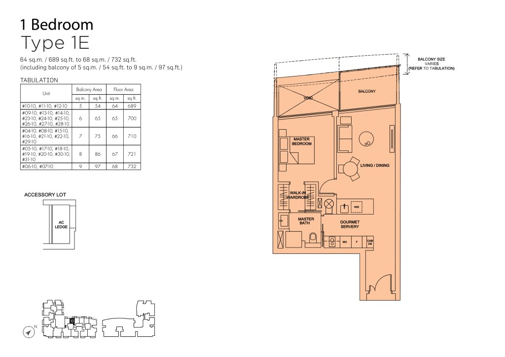 Marina One Residences floor plan 753 sqft Type 1E