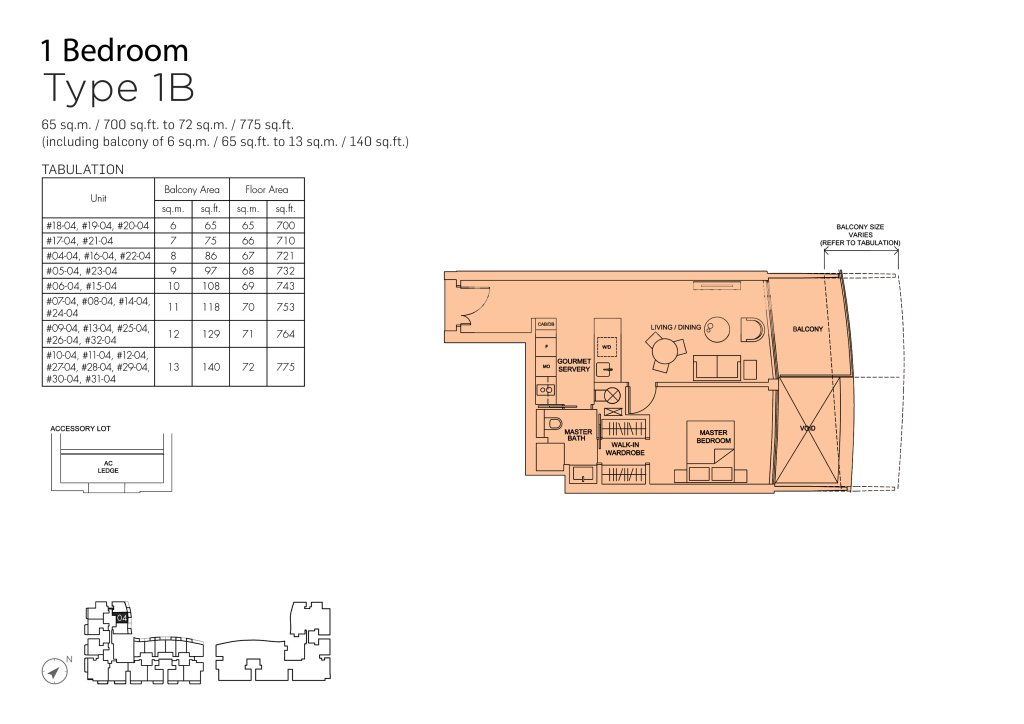 Marina One Residences floor plan 764 sqft Type 1B
