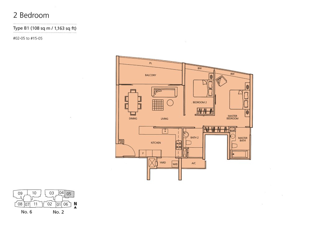 Martin Place Residences floor plan 1,163 sqft Type B1
