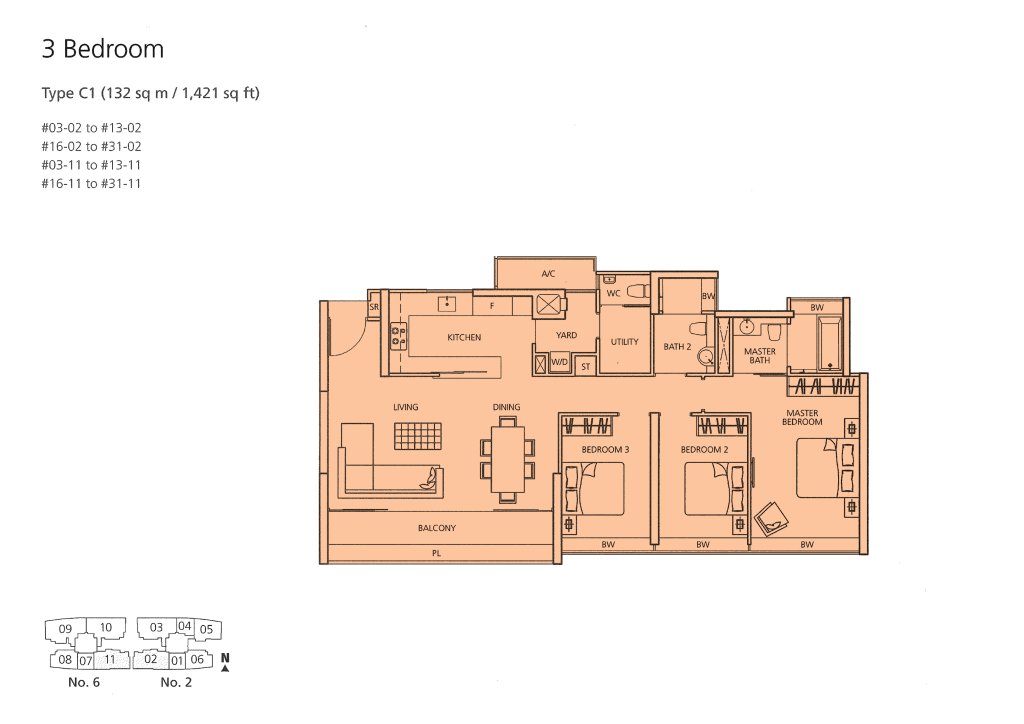 Martin Place Residences floor plan 1,421 sqft Type C1