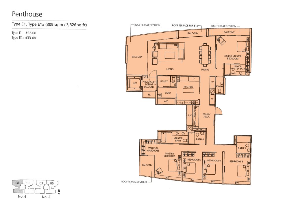 Martin Place Residences floor plan 3,380 sqft Type E1A
