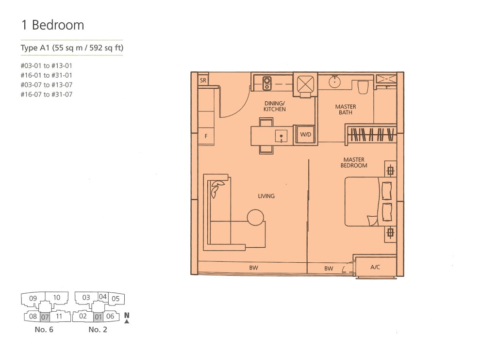 Martin Place Residences floor plan 592 sqft Type A1