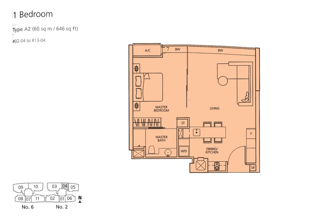 Martin Place Residences floor plan 646 sqft Type A2