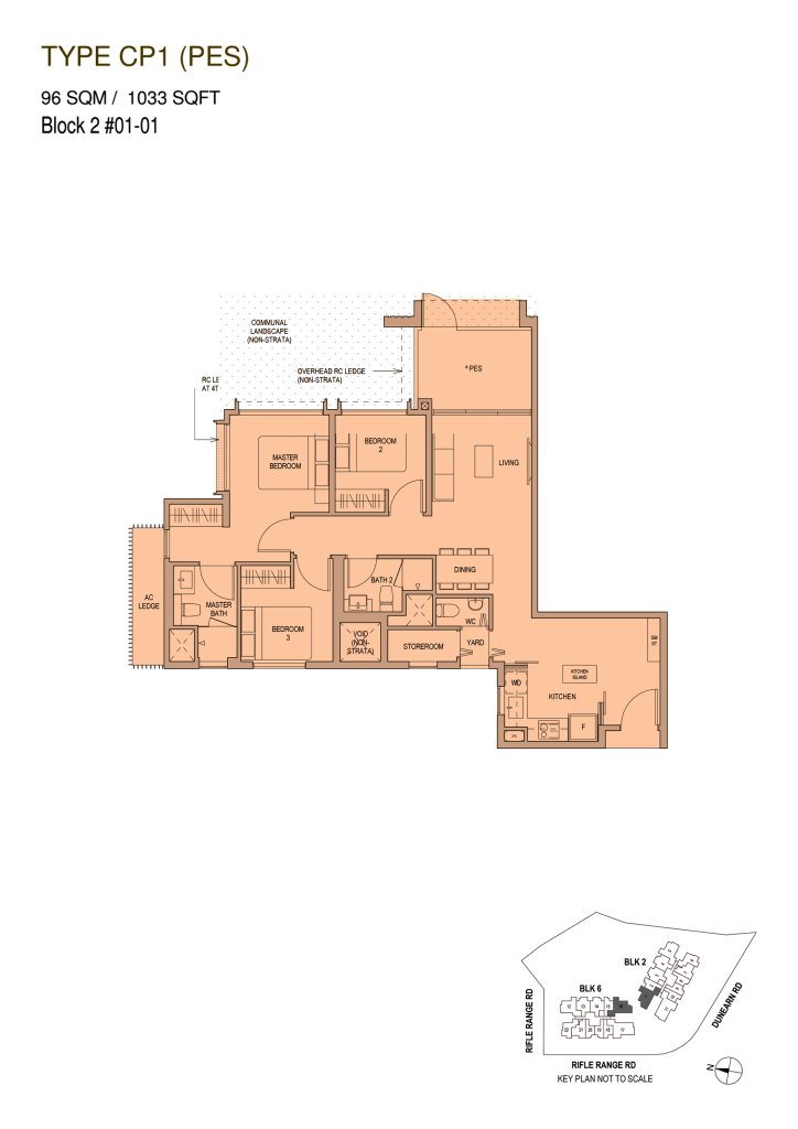 Mayfair Modern floor plan 1,033 sqft Type CP1(PES)