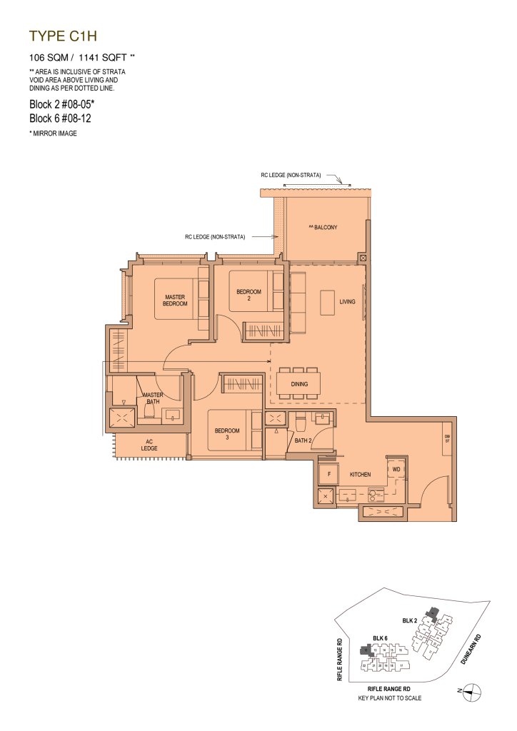 Mayfair Modern floor plan 1,141 sqft Type C1H
