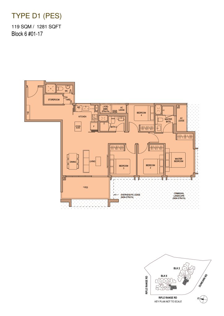 Mayfair Modern floor plan 1,281 sqft Type D1(PES)