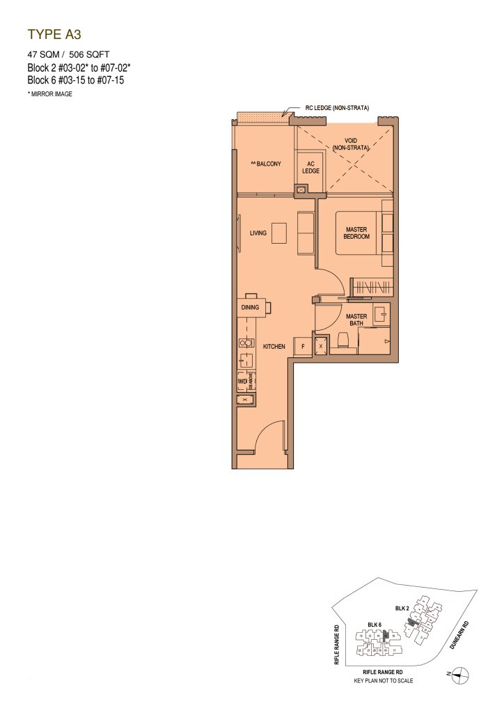 Mayfair Modern floor plan 506 sqft Type A3