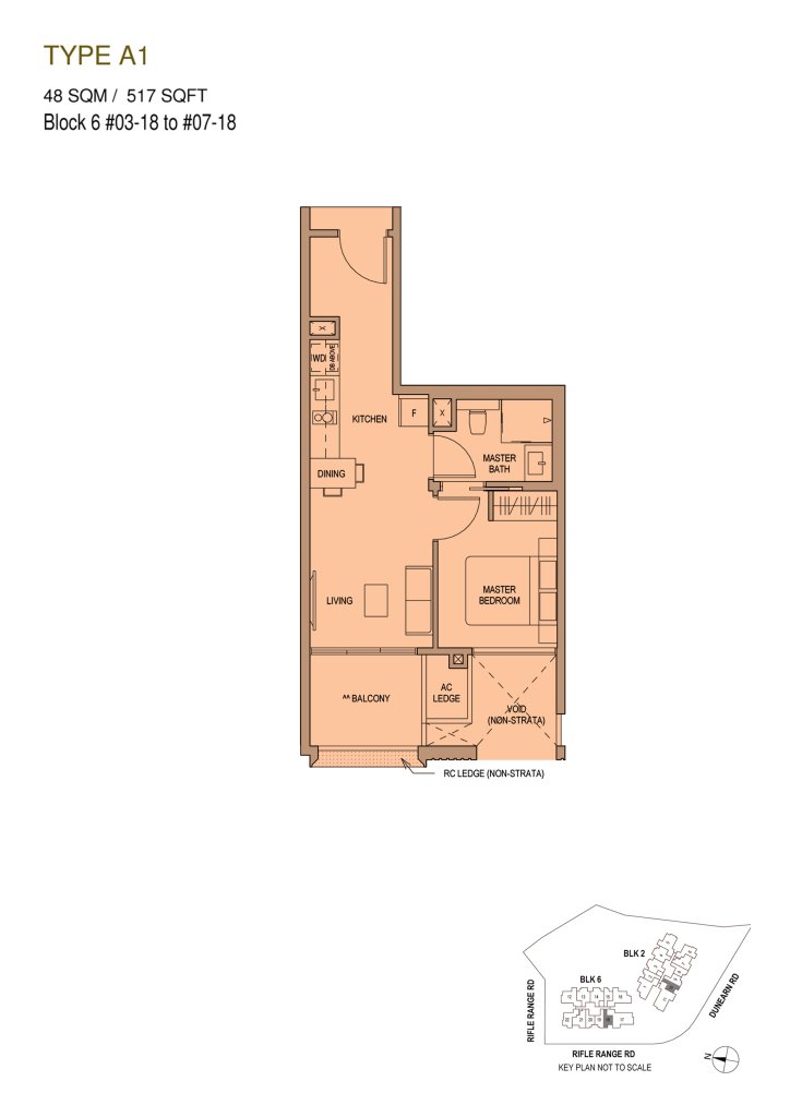 Mayfair Modern floor plan 517 sqft Type A1