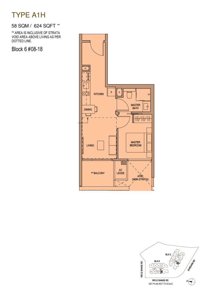 Mayfair Modern floor plan 624 sqft Type A1H