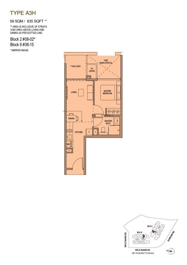 Mayfair Modern floor plan 635 sqft Type A3H