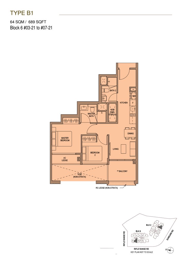 Mayfair Modern floor plan 689 sqft Type B1