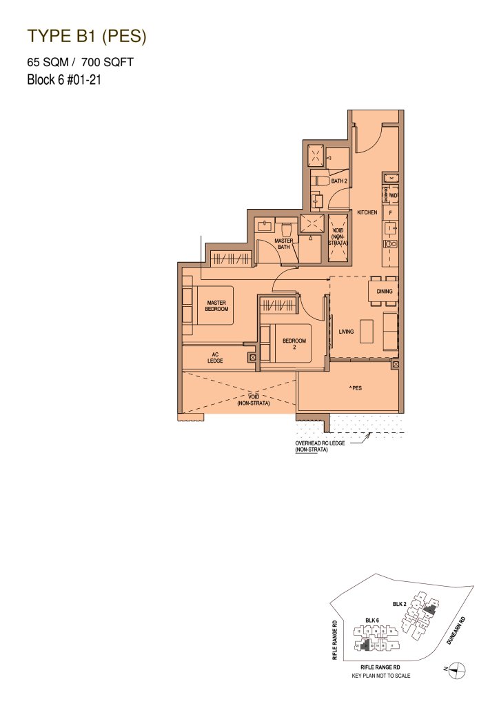 Mayfair Modern floor plan 700 sqft Type B1(PES)