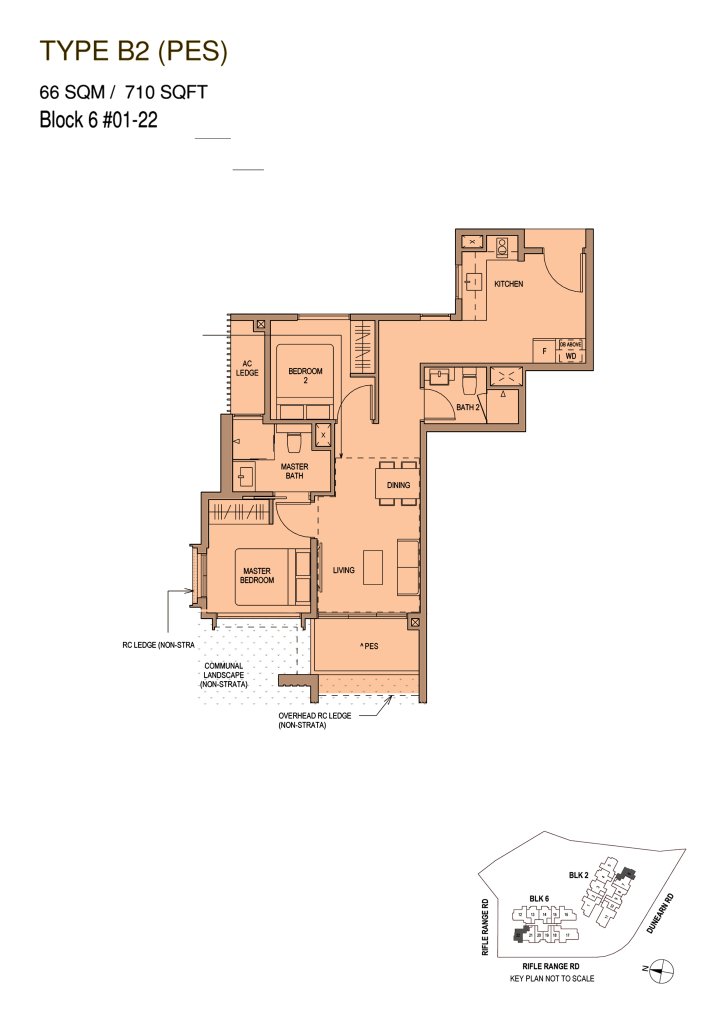 Mayfair Modern floor plan 710 sqft Type B2(PES)