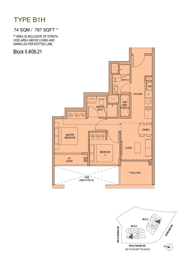 Mayfair Modern floor plan 797 sqft Type B1H