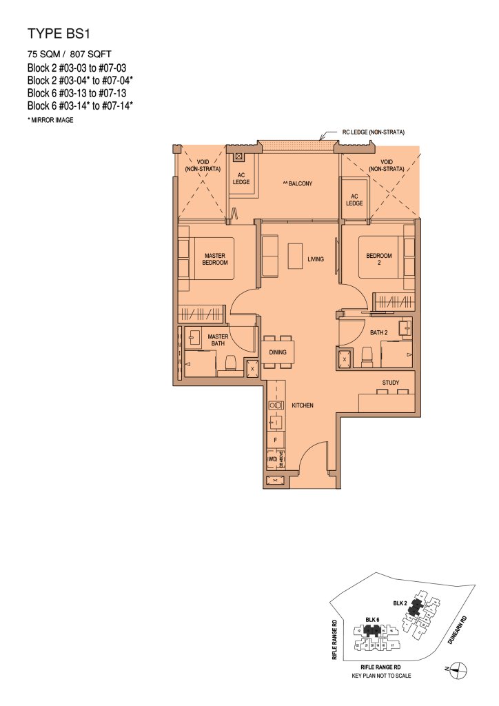 Mayfair Modern floor plan 807 sqft Type BS1