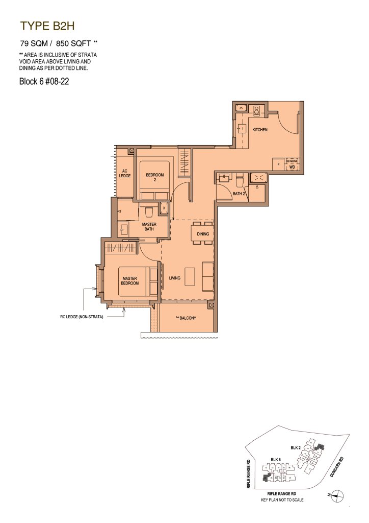 Mayfair Modern floor plan 850 sqft Type B2H
