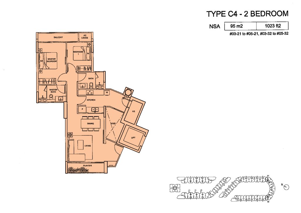 Meadows @ Peirce floor plan 1,023 sqft Type Type C4