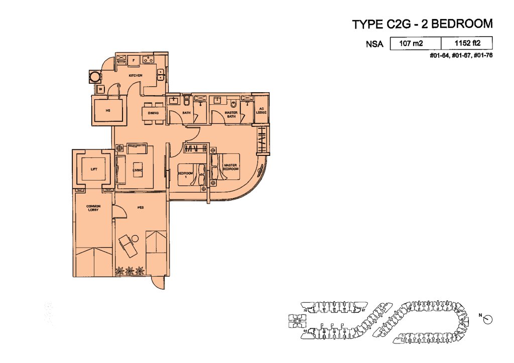 Meadows @ Peirce floor plan 1,152 sqft Type Type C2G