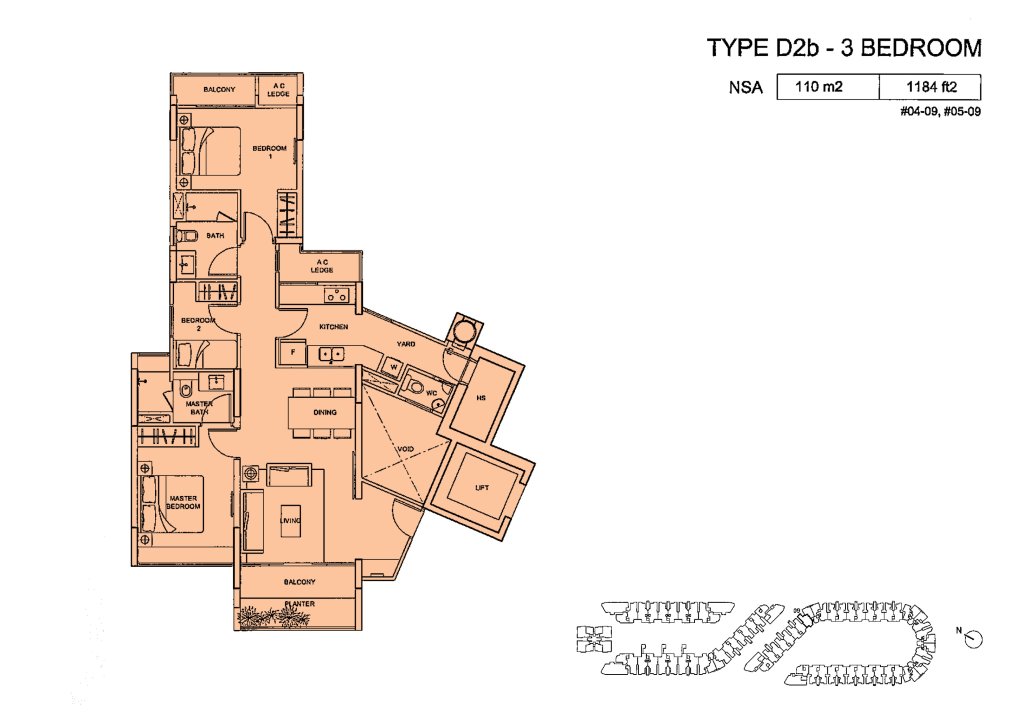 Meadows @ Peirce floor plan 1,184 sqft Type Type D2b