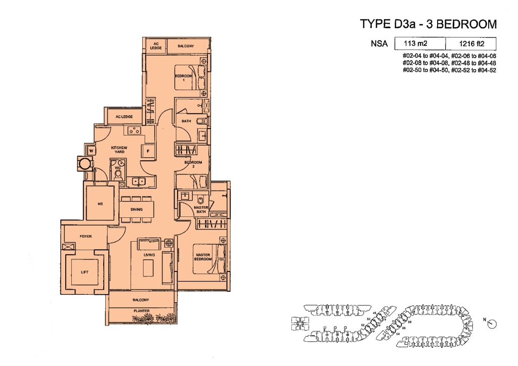 Meadows @ Peirce floor plan 1,216 sqft Type Type D3a