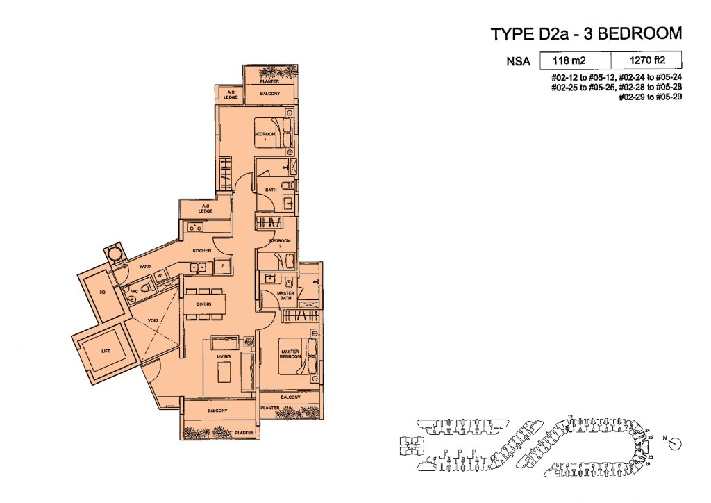 Meadows @ Peirce floor plan 1,270 sqft Type Type D2a