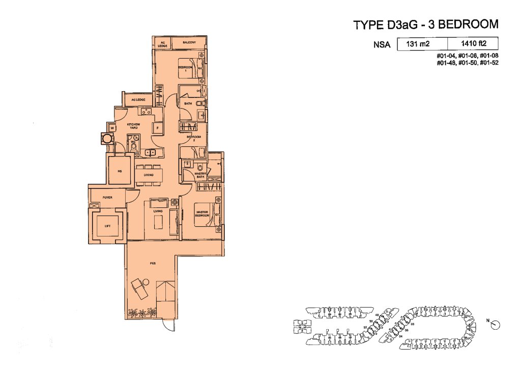 Meadows @ Peirce floor plan 1,410 sqft Type Type D3aG