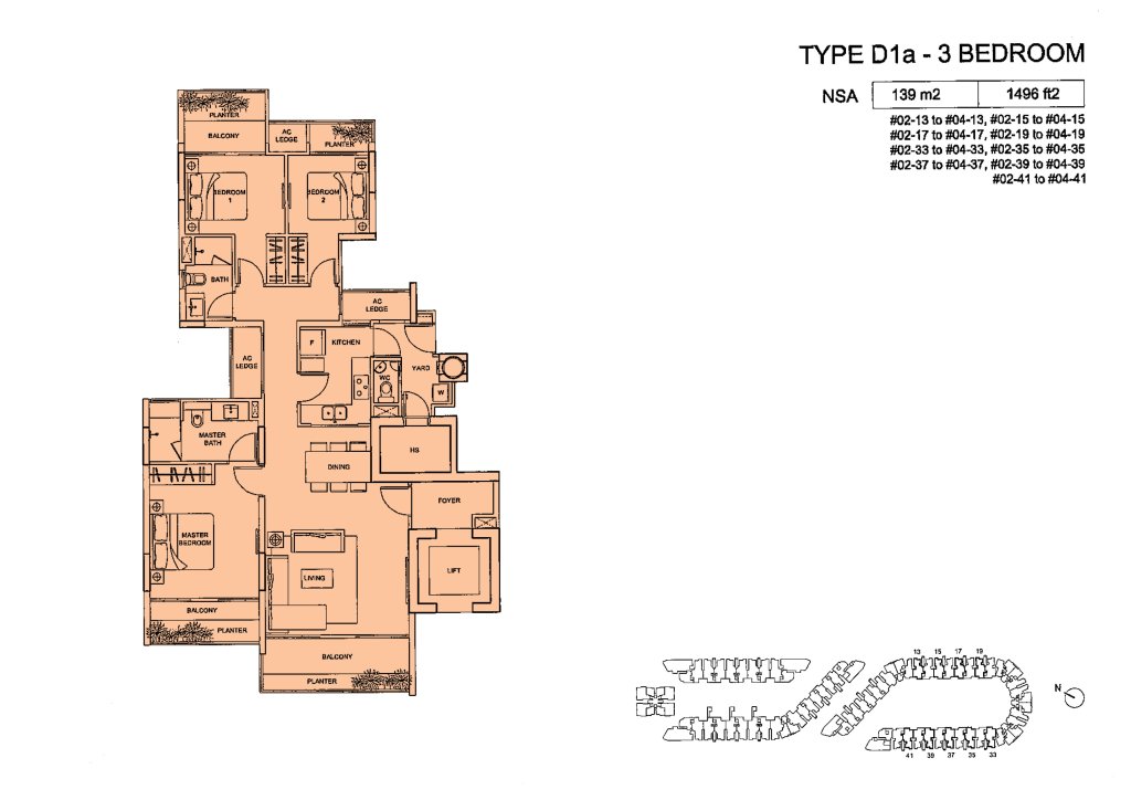 Meadows @ Peirce floor plan 1,496 sqft Type Type D1a