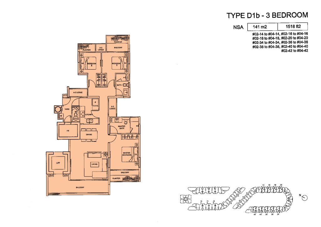 Meadows @ Peirce floor plan 1,518 sqft Type Type D1b