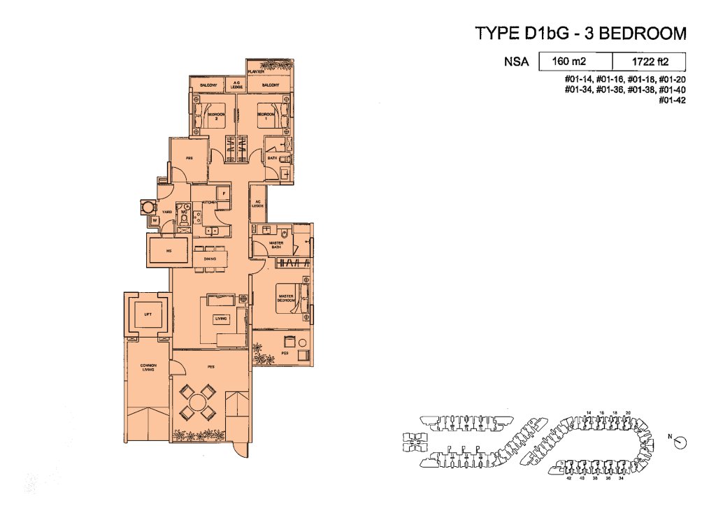 Meadows @ Peirce floor plan 1,722 sqft Type Type D1bG