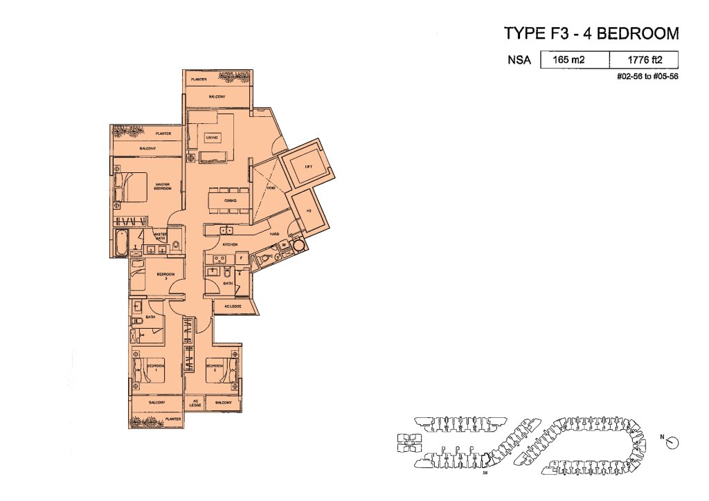 Meadows @ Peirce floor plan 1,776 sqft Type Type F3